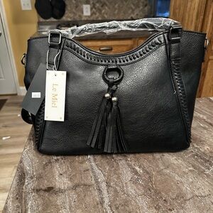 Le Miel Black Tassel Shoulder Bag